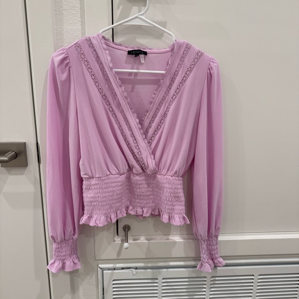 Never Worn: 1. State XS Pink Purple Smocked Blouse